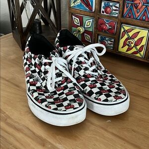 Vans Black and White Checkerboard with Cherries Sneakers